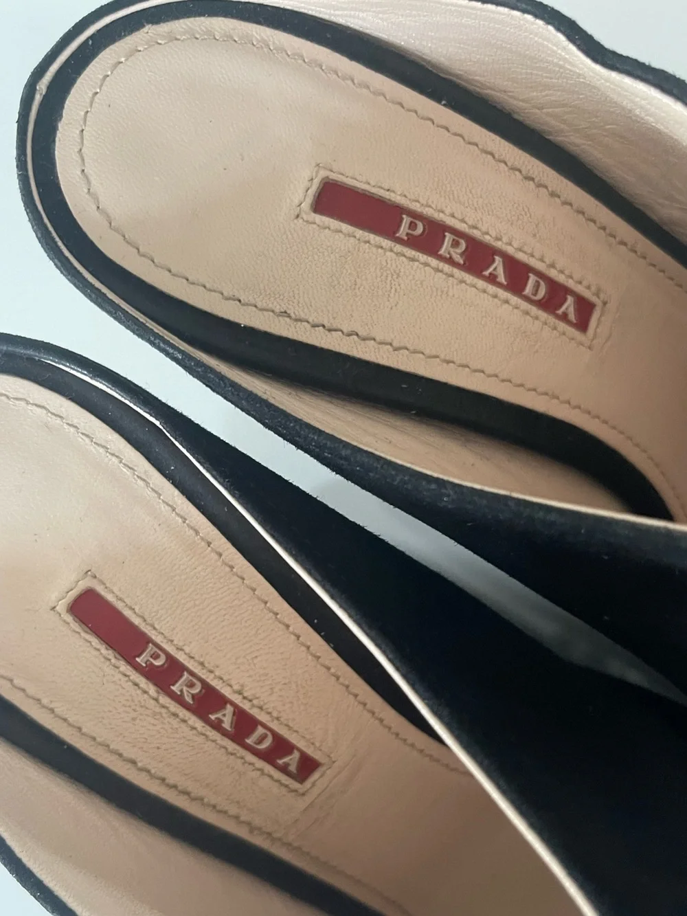 AUTHENTIC PRADA 90’s WEDGE MULES